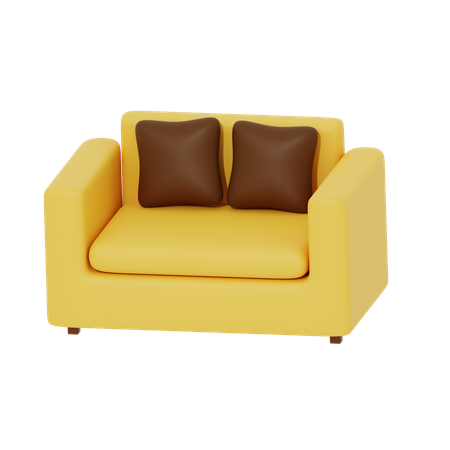 Sofá amarelo  3D Icon