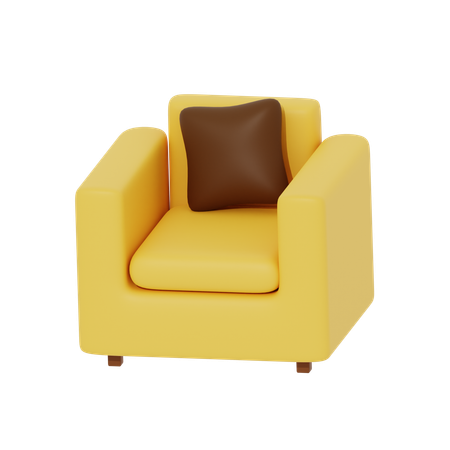 Sofá Amarelo com Almofada  3D Icon