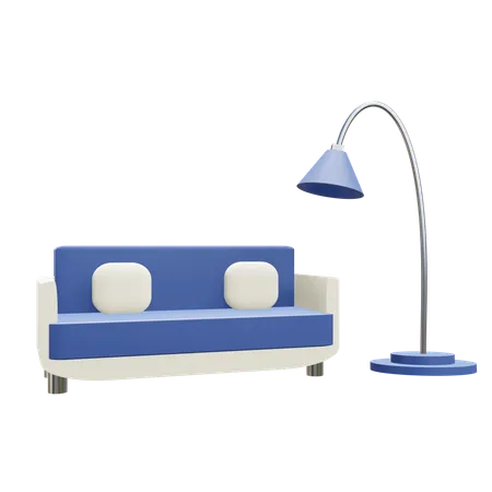 Sofa And Lamp  3D Icon