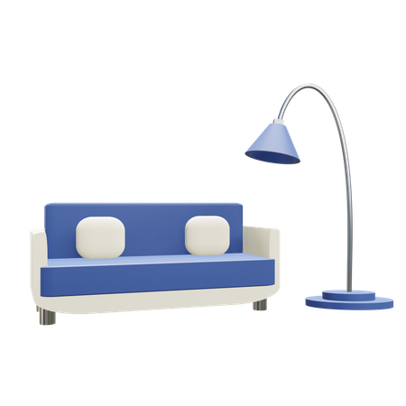 Sofa And Lamp  3D Icon