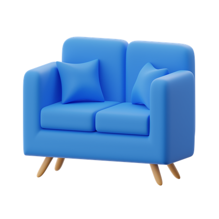 Sofá azul minimalista  3D Icon