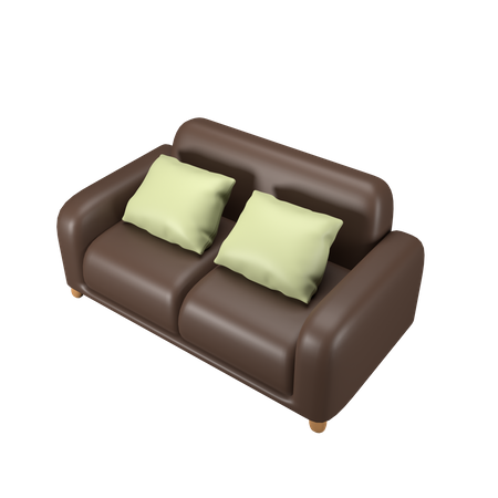 Sofá duplo com almofada  3D Icon