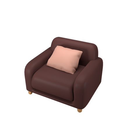 Sofá Individual Com Almofada  3D Icon