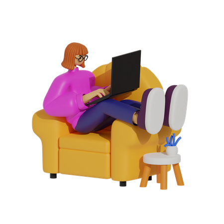 Sofa Surfing, Navigating the New World of Remote Work  3D Icon
