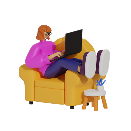 Sofa Surfing, Navigating the New World of Remote Work  3D Illustration