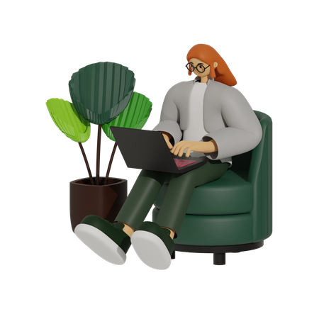 Sofa Surfing, Navigating the New World of Remote Work  3D Illustration