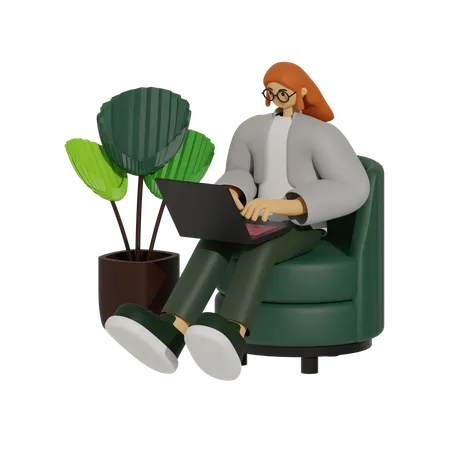Sofa Surfing, Navigating the New World of Remote Work  3D Illustration