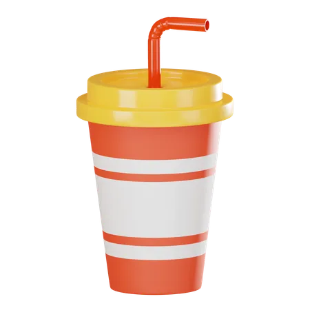 Vibrant Featuring A Paper Cup Striped Pattern And A Fizzy Refreshing Soda Ideal For Party Concepts And Beverage Related Designs 3 D Render Illustration 3D Icon
