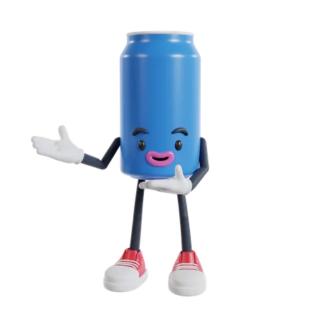 Soft drink can character opens two arms to the sides  3D Illustration