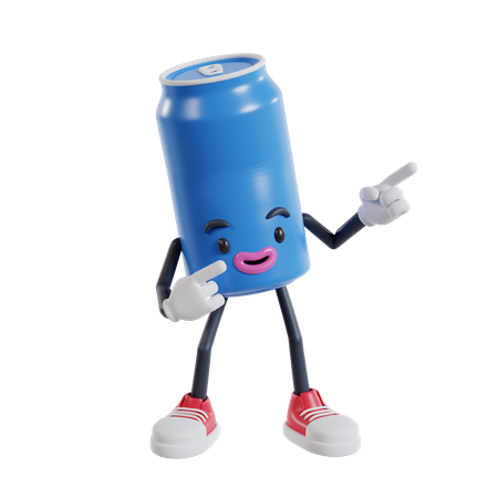 Soft drink cans character point two fingers up left  3D Illustration