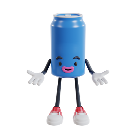 Soft drink cans character posing talking with open hand  3D Icon