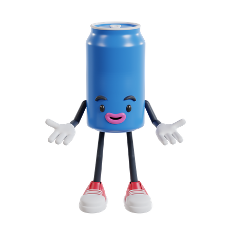 Soft drink cans character posing talking with open hand  3D Illustration