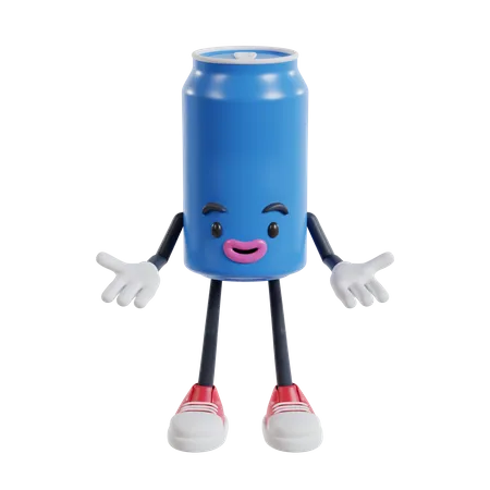 Soft drink cans character posing talking with open hand  3D Illustration