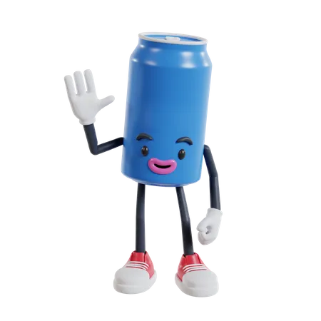Soft drink cans character waving hand saying Hi  3D Illustration