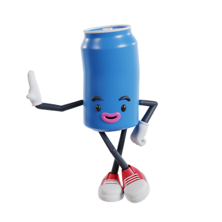 Soft drink cans Leaning Against Wall with hands and Smiling  3D Illustration