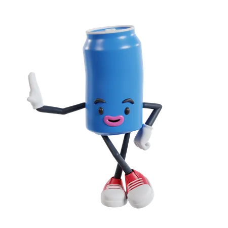 Cartoon Character Of Soft Drink Cans Leaning Against Wall With Hands And Smiling 3 D Illustration Of Soft Drink Cans 3D Illustration