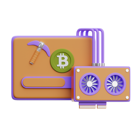 Software de minería y tarjeta gráfica  3D Icon