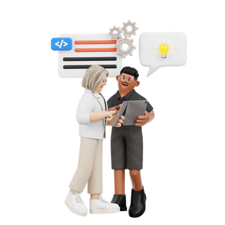 Software Developers Collaborating  3D Illustration