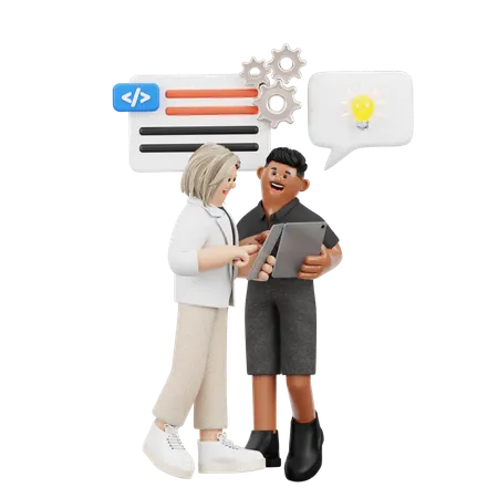 Software Developers Collaborating  3D Illustration