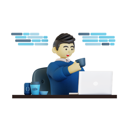 Software Engineer Chilling Work  3D Icon