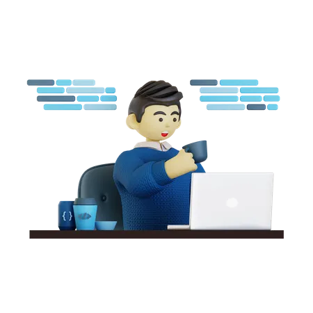 Software Engineer Chilling Work  3D Illustration