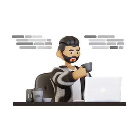 Software Engineer Chilling Work  3D Illustration