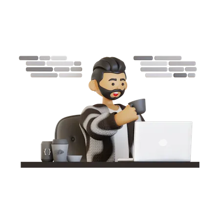 Software Engineer Chilling Work  3D Illustration