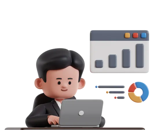 Software Engineer Is Reading Analysis Data On A Laptop Screen Data Analysis Concept 3 D Illustration On White Background 3D Illustration