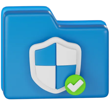 Software Security Shield On Blue Folder Icon 3D Icon