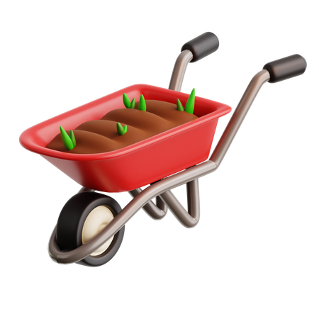 Soil Wheelbarrow  3D Icon