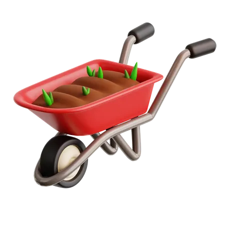 Soil Wheelbarrow  3D Icon