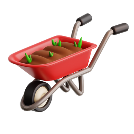 Soil Wheelbarrow  3D Icon