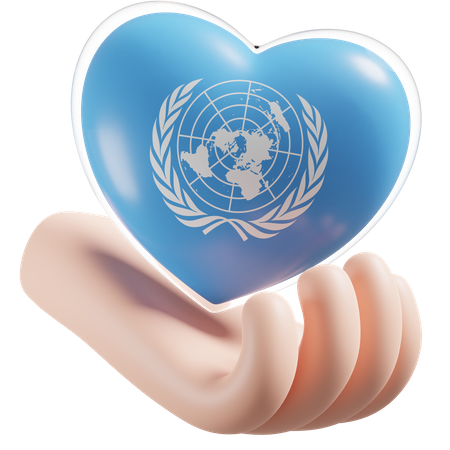 Coeur Soins Des Mains Drapeau Des Nations Unies  3D Icon