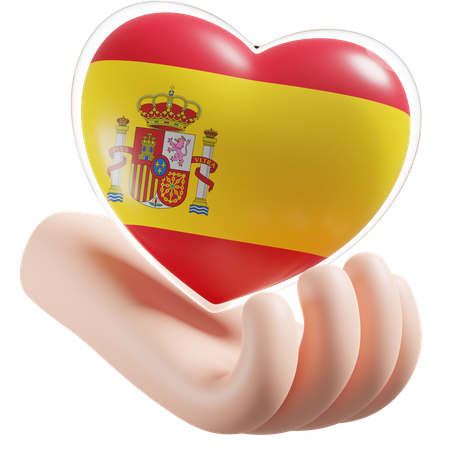 Coeur Soins Des Mains Drapeau De L'Espagne  3D Icon