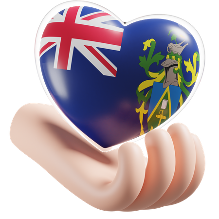 Coeur, Soins Mains, Drapeau, De, Îles Pitcairn  3D Icon