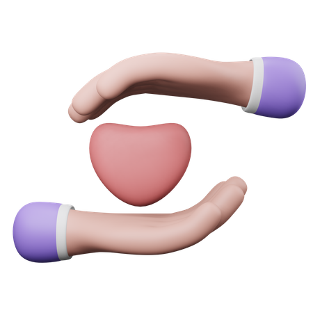Geste de la main pour les soins cardiaques  3D Illustration