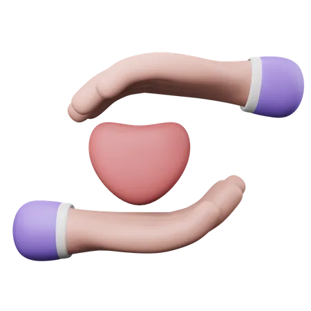 Geste de la main pour les soins cardiaques  3D Illustration