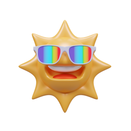 Sol com óculos  3D Icon