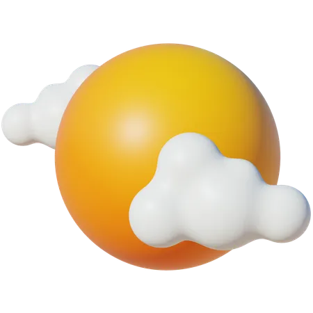 Sol con nube  3D Icon