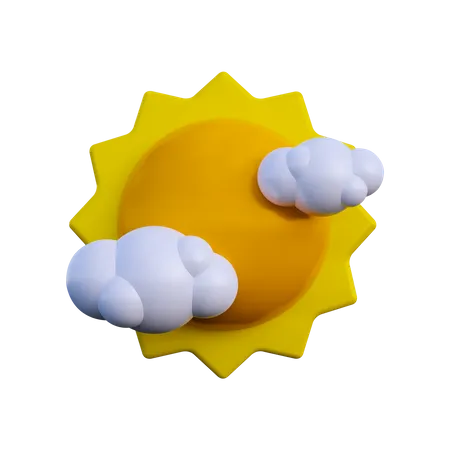 Sol con nube  3D Illustration