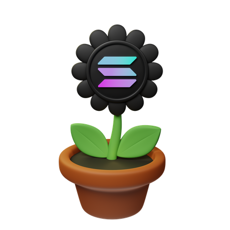 Sol Crypto Plant Pot  3D Icon