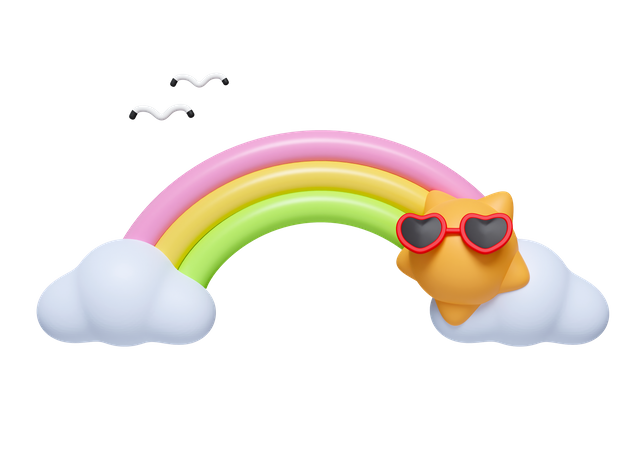 Sol e arco-íris  3D Icon