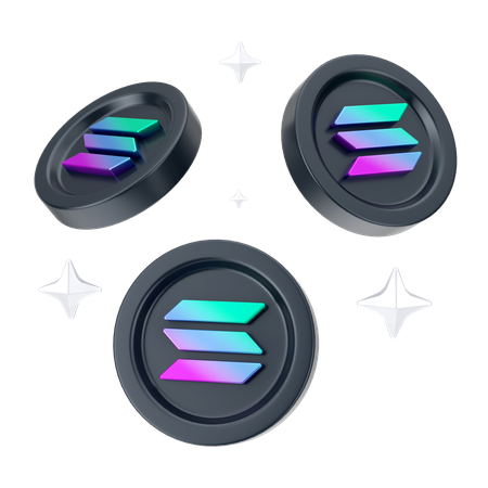 Solana Coins  3D Icon