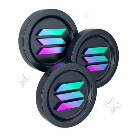 Solana Coins  3D Icon