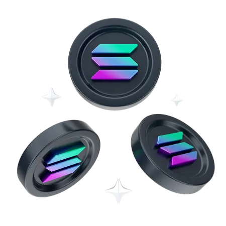 Solana Coins  3D Icon