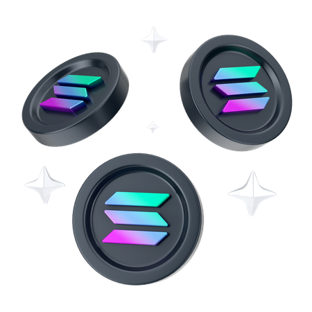 Solana Coins  3D Icon