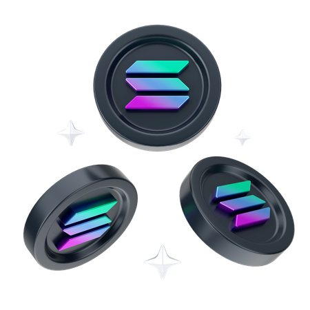 Solana Coins  3D Icon