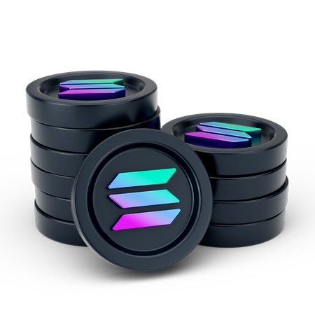 Solana Coins  3D Icon