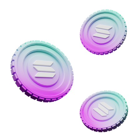 Solana Coins  3D Illustration