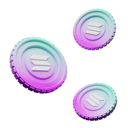 Solana Coins  3D Illustration